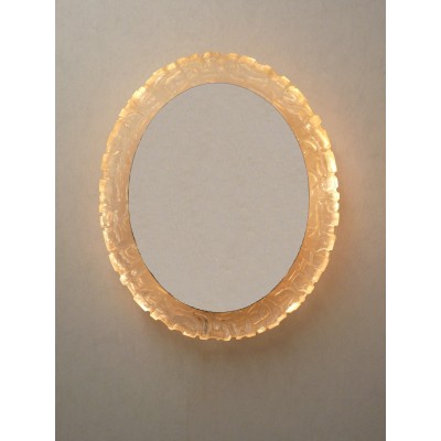 Vintage 60/70's large oval wall mirror, backlit, acrylic (resin), illuminated   302694804535
